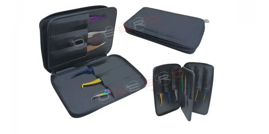 TWEEZERS PACKING CARRYING CASE- Zipper Case, Elastic Holding for 12 Tweezers ( 10cm*17cm), model ET-07-03-12