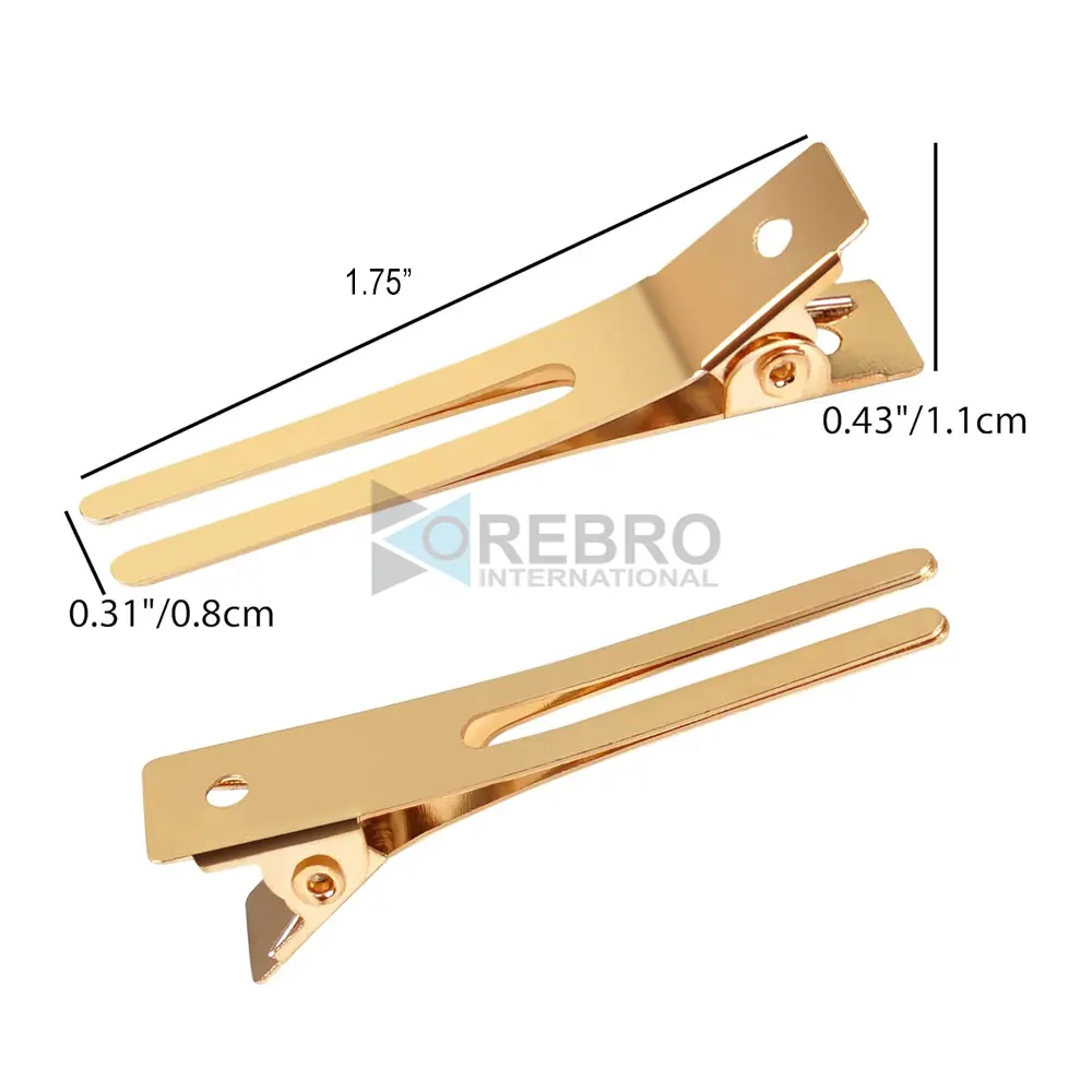 GOLD 1.75 Inches Double Prong Hair Clips, Pack of 10-PCS OI-20-7489, view 2