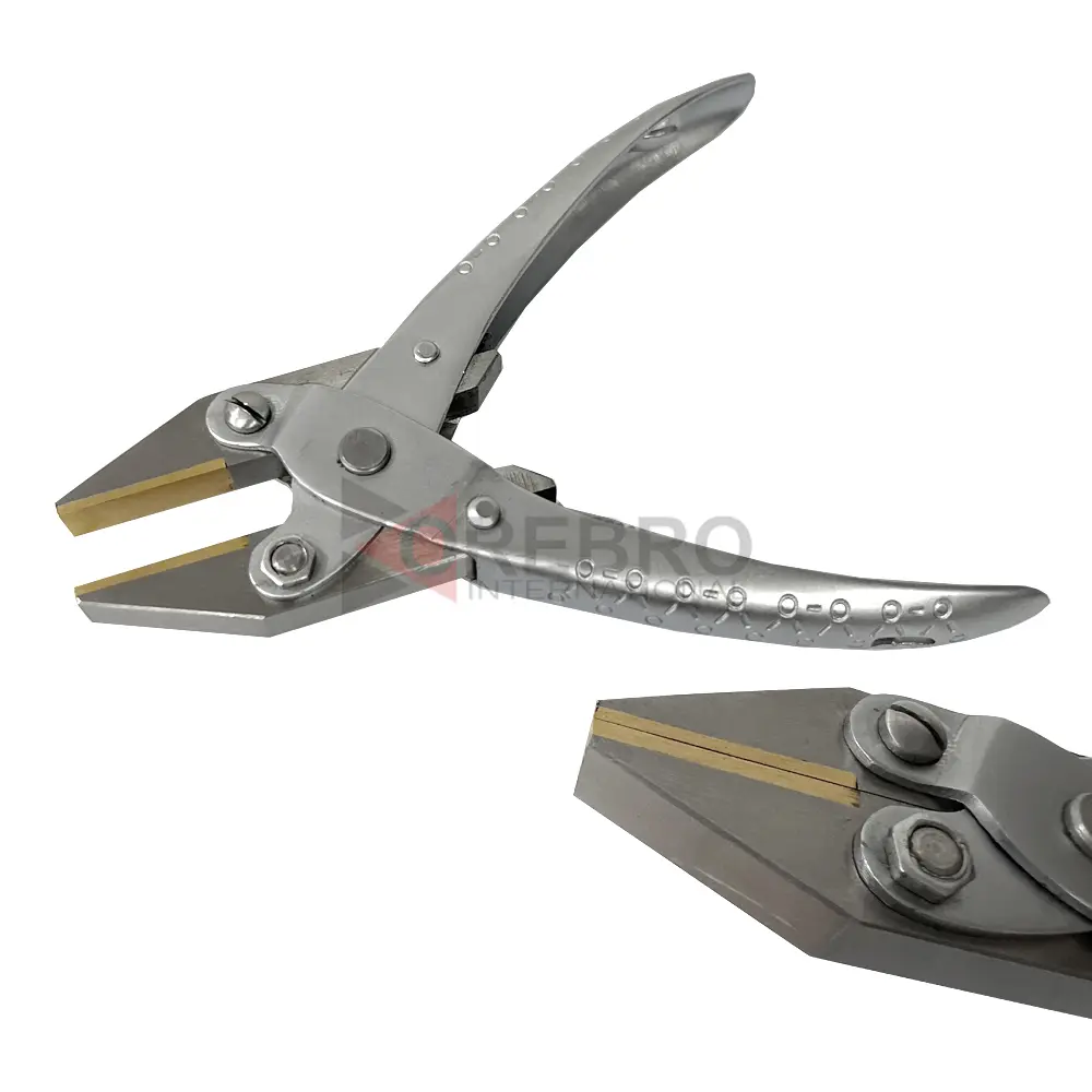Parallel Action Pliers- Flat Nose -Brass Jaws- with Return Spring, model ORB-BPT-2042