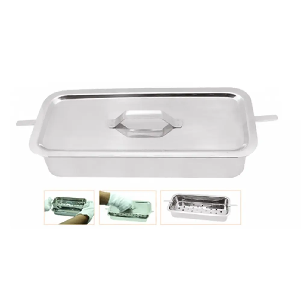 Instrument Sterilization Tray with lid Size: 8X6X2", model ORB-PI-1553
