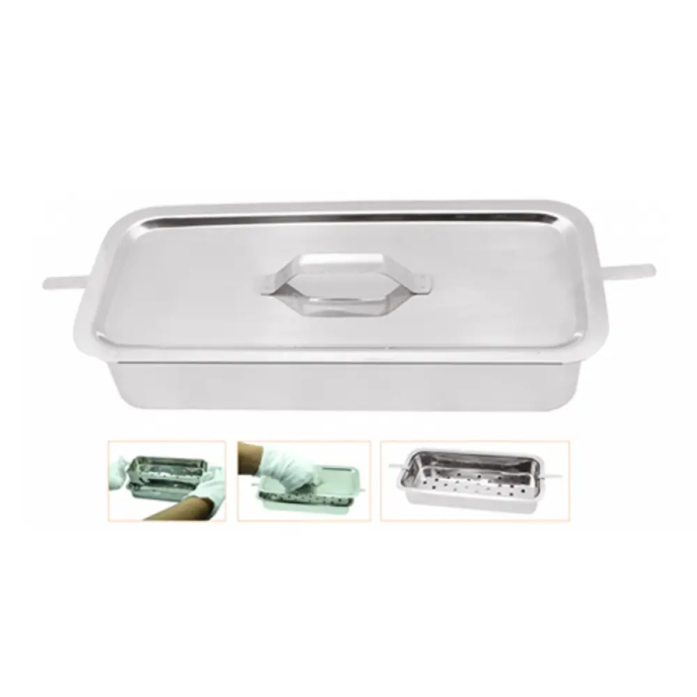 Instrument Sterilization Tray with lid Size: 10X4X2", model ORB-PI-1554